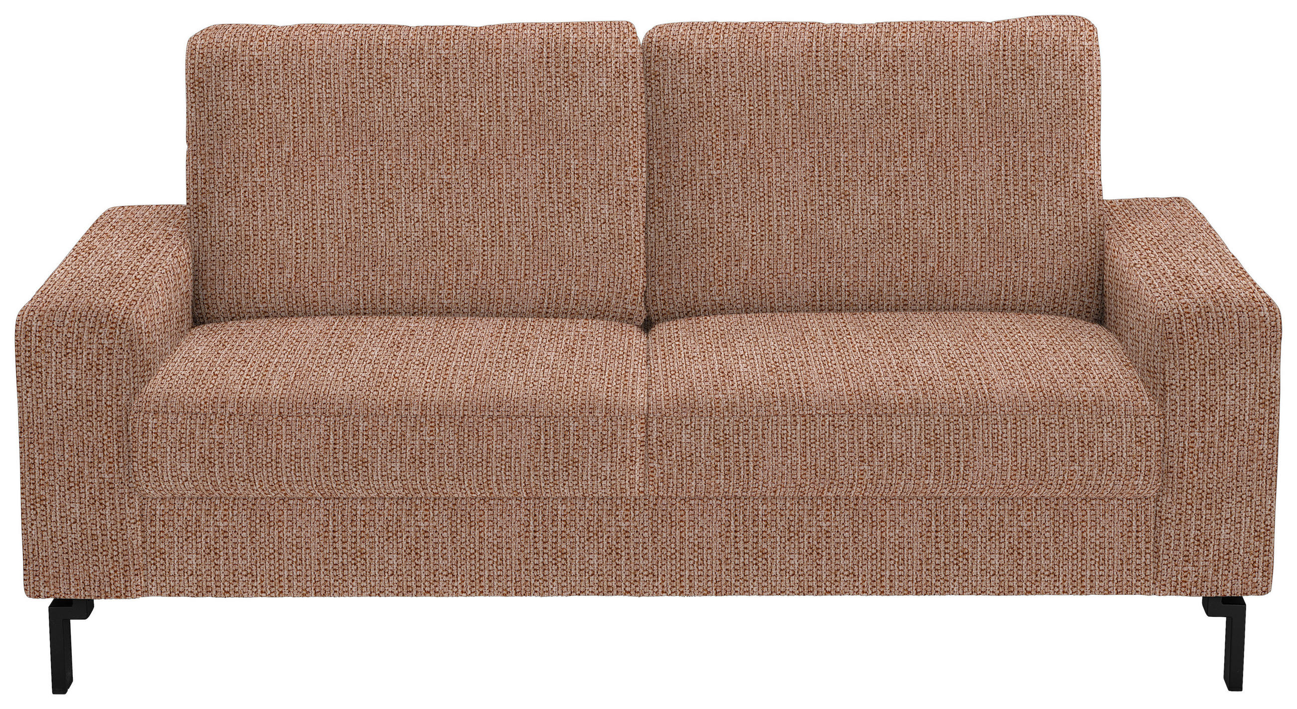 2-SITZER-SOFA in Flachgewebe Aprikose  - Aprikose/Schwarz, Design, Textil/Metall (178/86/97cm) - Hom`in