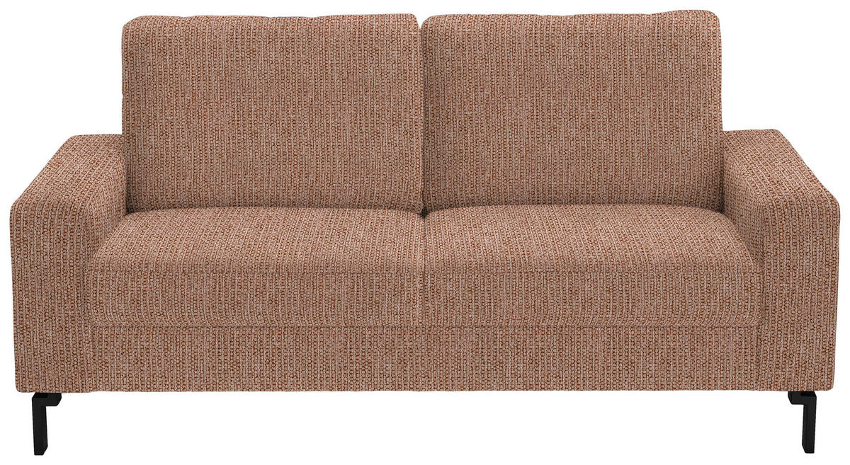 2-SITZER-SOFA in Flachgewebe Aprikose  - Aprikose/Schwarz, Design, Textil/Metall (178/86/97cm) - Hom`in