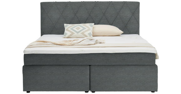 BOXSPRINGBETT 180/200 cm  in Grau  - Schwarz/Grau, Design, Kunststoff/Textil (180/200cm) - Xora