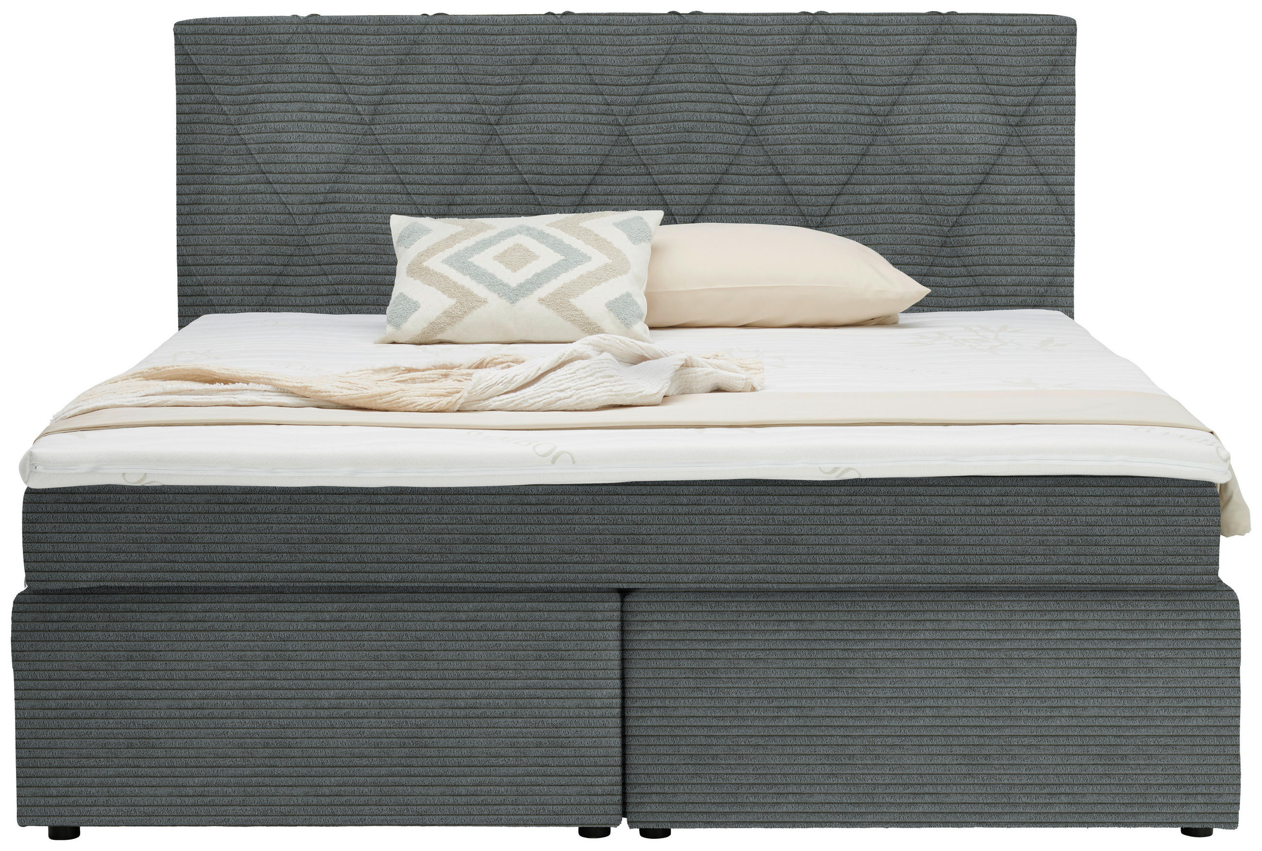BOXSPRINGBETT 180/200 cm  in Grau  - Schwarz/Grau, Design, Kunststoff/Textil (180/200cm) - Xora