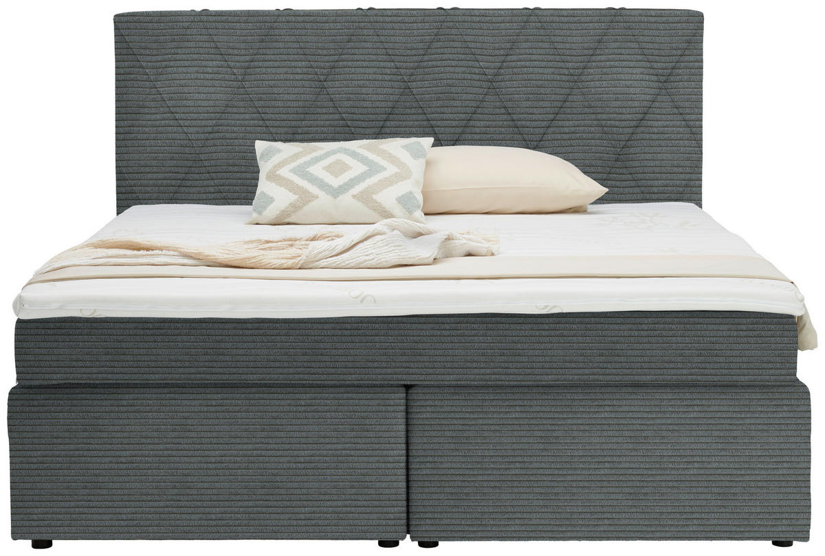 BOXSPRINGBETT 180/200 cm  in Grau  - Schwarz/Grau, Design, Kunststoff/Textil (180/200cm) - Xora