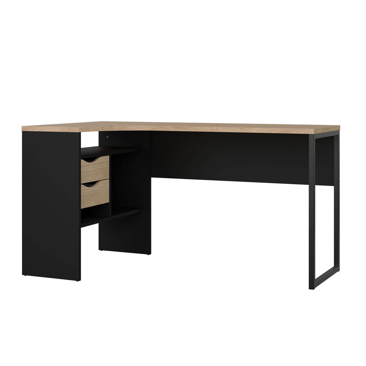 SCHREIBTISCH 145,1/81,1/76,8 cm  in Schwarz, Eichefarben  - Eichefarben/Schwarz, MODERN, Holzwerkstoff/Metall (145,1/81,1/76,8cm) - MID.YOU