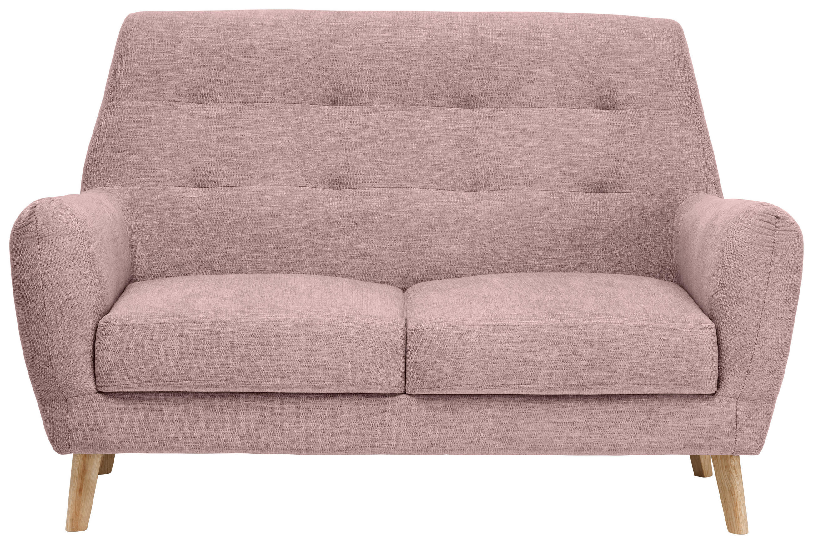 2-SITZER-SOFA in Webstoff Rosa  - Eichefarben/Rosa, Design, Holz/Textil (160/105/84cm) - Carryhome