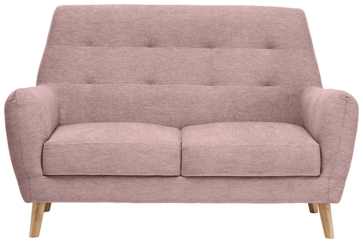 2-SITZER-SOFA in Webstoff Rosa  - Eichefarben/Rosa, Design, Holz/Textil (160/105/84cm) - Carryhome