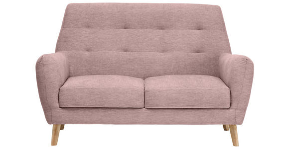 2-SITZER-SOFA in Webstoff Rosa  - Eichefarben/Rosa, Design, Holz/Textil (160/105/84cm) - Carryhome