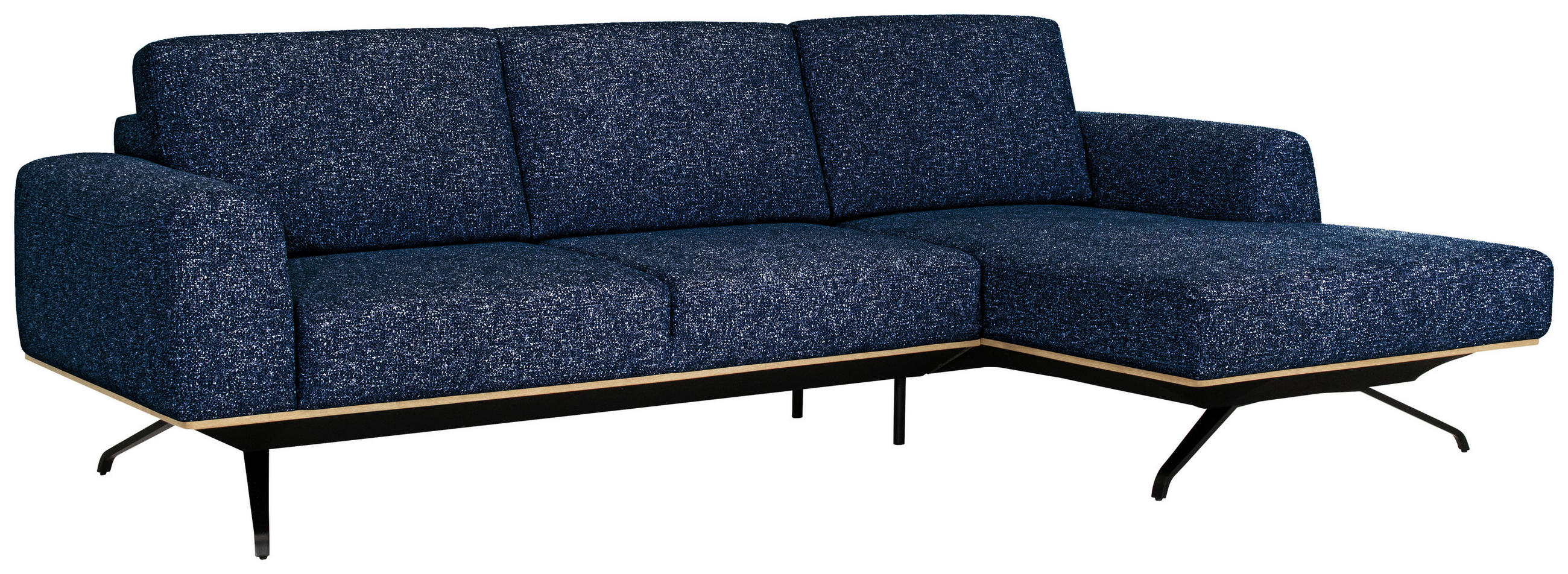ECKSOFA Blau Struktur  - Blau/Schwarz, Design, Textil/Metall (262/157cm) - Novel