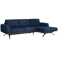 ECKSOFA Blau Struktur  - Blau/Schwarz, Design, Textil/Metall (262/157cm) - Novel