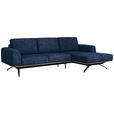 ECKSOFA in Struktur Blau 262/157 cm - Blau/Schwarz, Design, Textil/Metall (262/157cm) - Novel