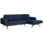 ECKSOFA in Struktur Blau  262/157 cm  - Blau/Schwarz, Design, Textil/Metall (262/157cm) - Novel