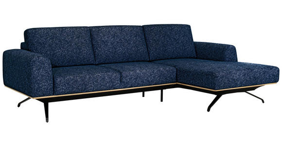 ECKSOFA in Struktur Blau 262/157 cm - Blau/Schwarz, Design, Textil/Metall (262/157cm) - Novel