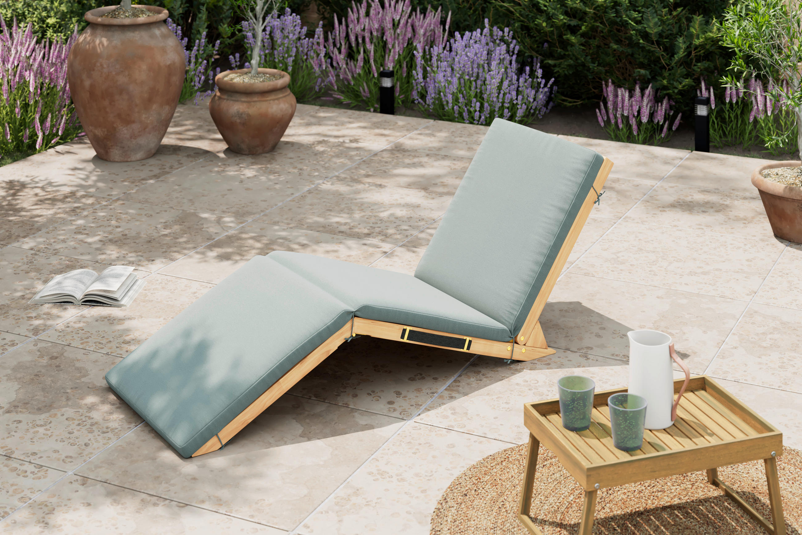 GARTENLIEGE 152/55/62 cm  - Grau, MODERN, Holz (152/55/62cm) - Ambia Garden