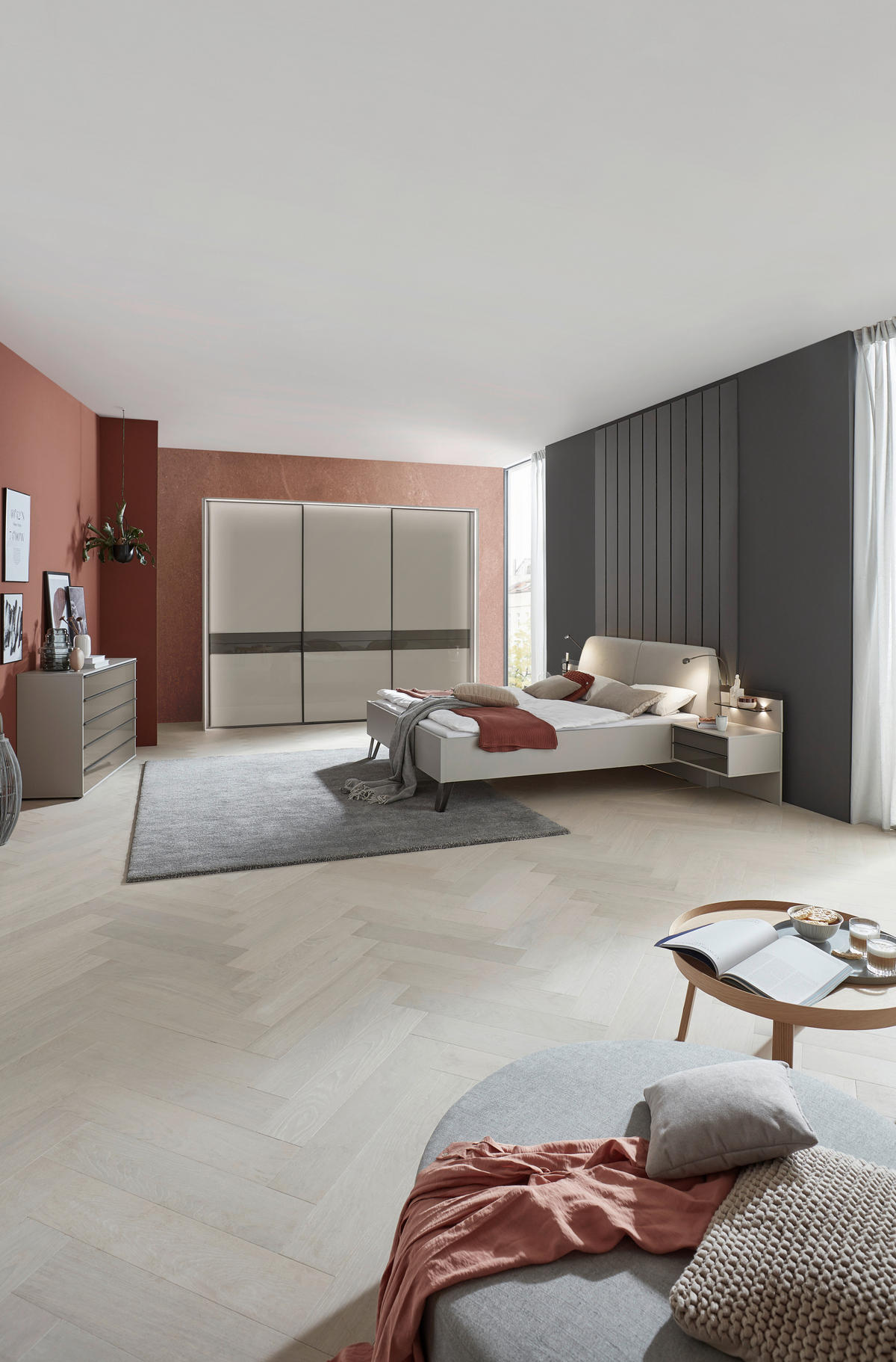BETTANLAGE 180/200 cm  in Braun, Grau   - Braun/Grau, Design, Glas/Holzwerkstoff (180/200cm) - Dieter Knoll