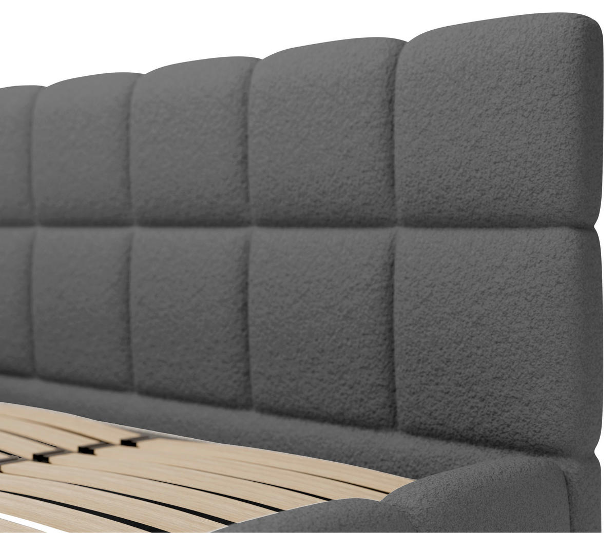 POLSTERBETT Cloudy Bettkasten, Lattenrost 140/200 cm  in Dunkelgrau  - Dunkelgrau/Schwarz, Design, Holz/Textil (140/200cm) - Boxxx