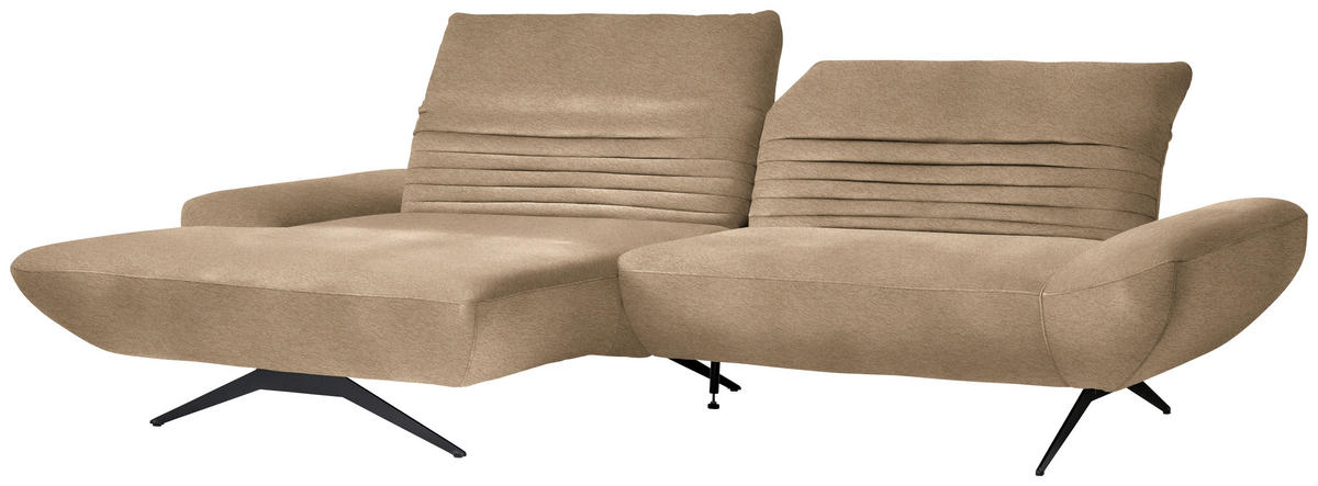ECKSOFA  in Teddystoff Braun  170-195/280 cm  - Schwarz/Braun, Design, Textil/Metall (170-195/280cm) - Dieter Knoll
