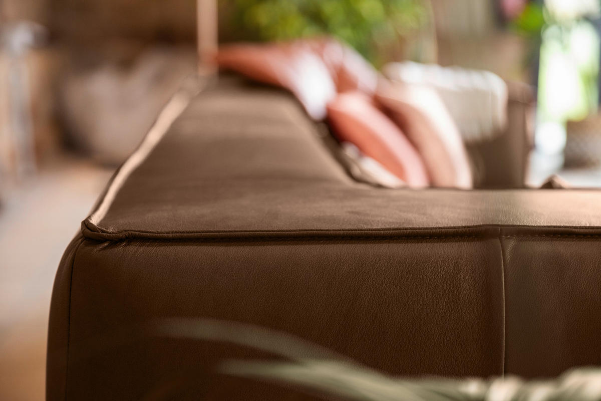 VIERSITZER-SOFA in Echtleder Dunkelbraun  - Dunkelbraun/Schwarz, Modern, Leder/Kunststoff (300/66/104cm) - W.Schillig