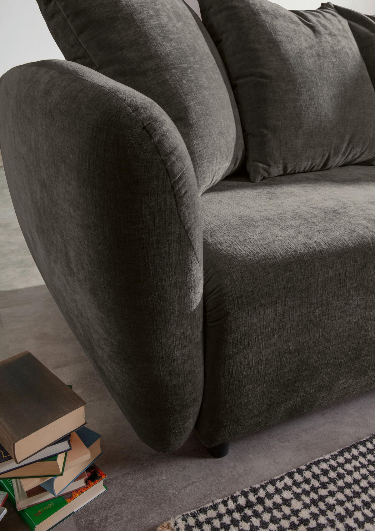 SCHLAFSOFA in Flachgewebe Dunkelgrau  - Dunkelgrau/Schwarz, KONVENTIONELL, Kunststoff/Textil (250/74/108cm) - Carryhome