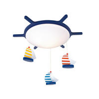 KINDERDECKENLEUCHTE Segelboote 53/53/10 cm   - Blau/Weiß, Trend, Holzwerkstoff/Kunststoff (53/53/10cm)