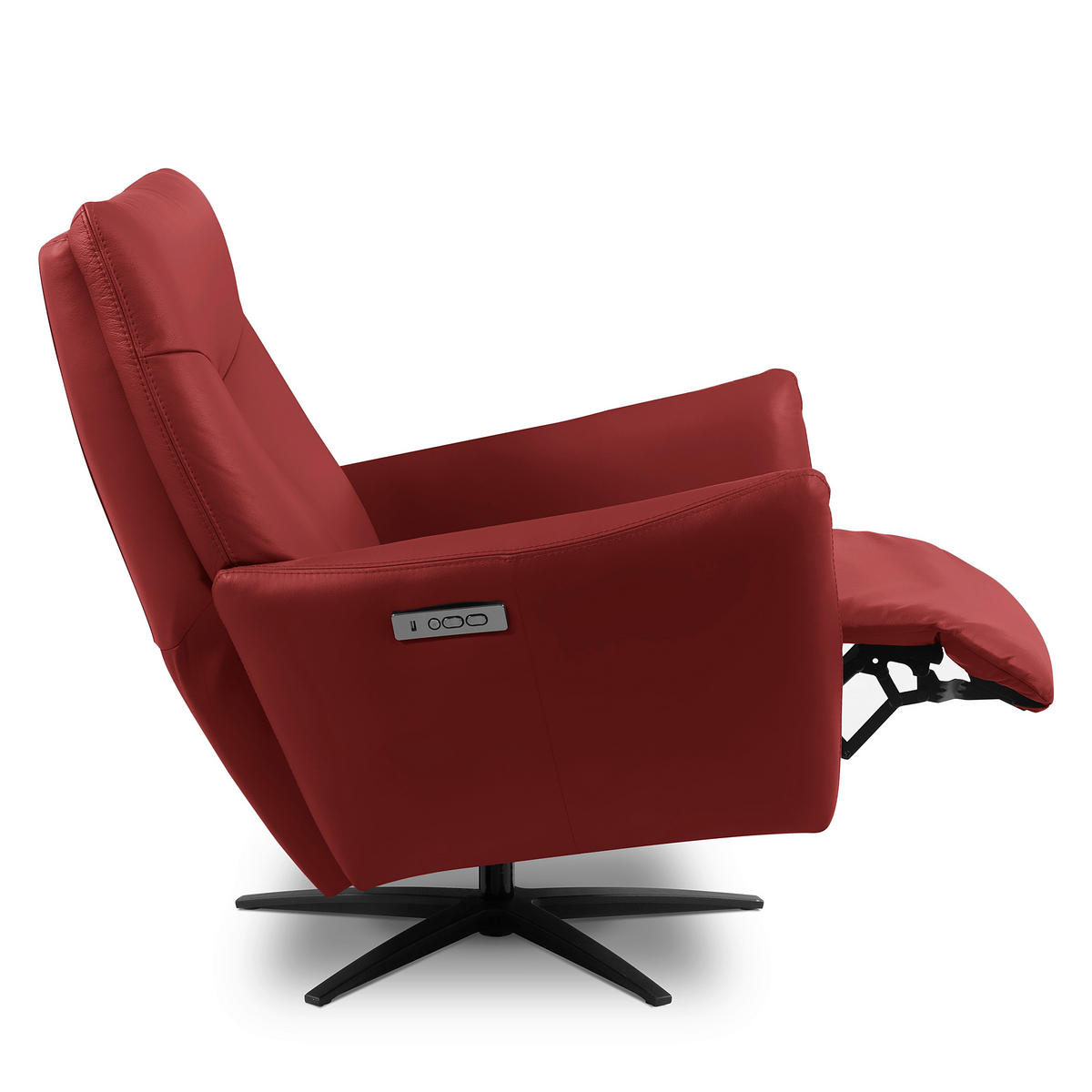 RELAXSESSEL Leder Weinrot  - Weinrot/Schwarz, Design, Leder/Metall (76/107/88cm) - Livetastic