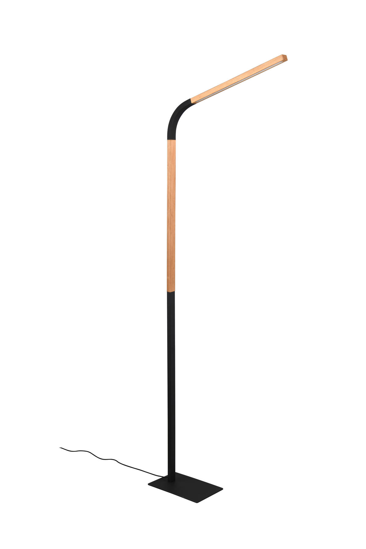 LED STOJACÍ LAMPA, 169,5 cm - černá/přírodní barvy, Basics, kov/dřevo (169,5cm)