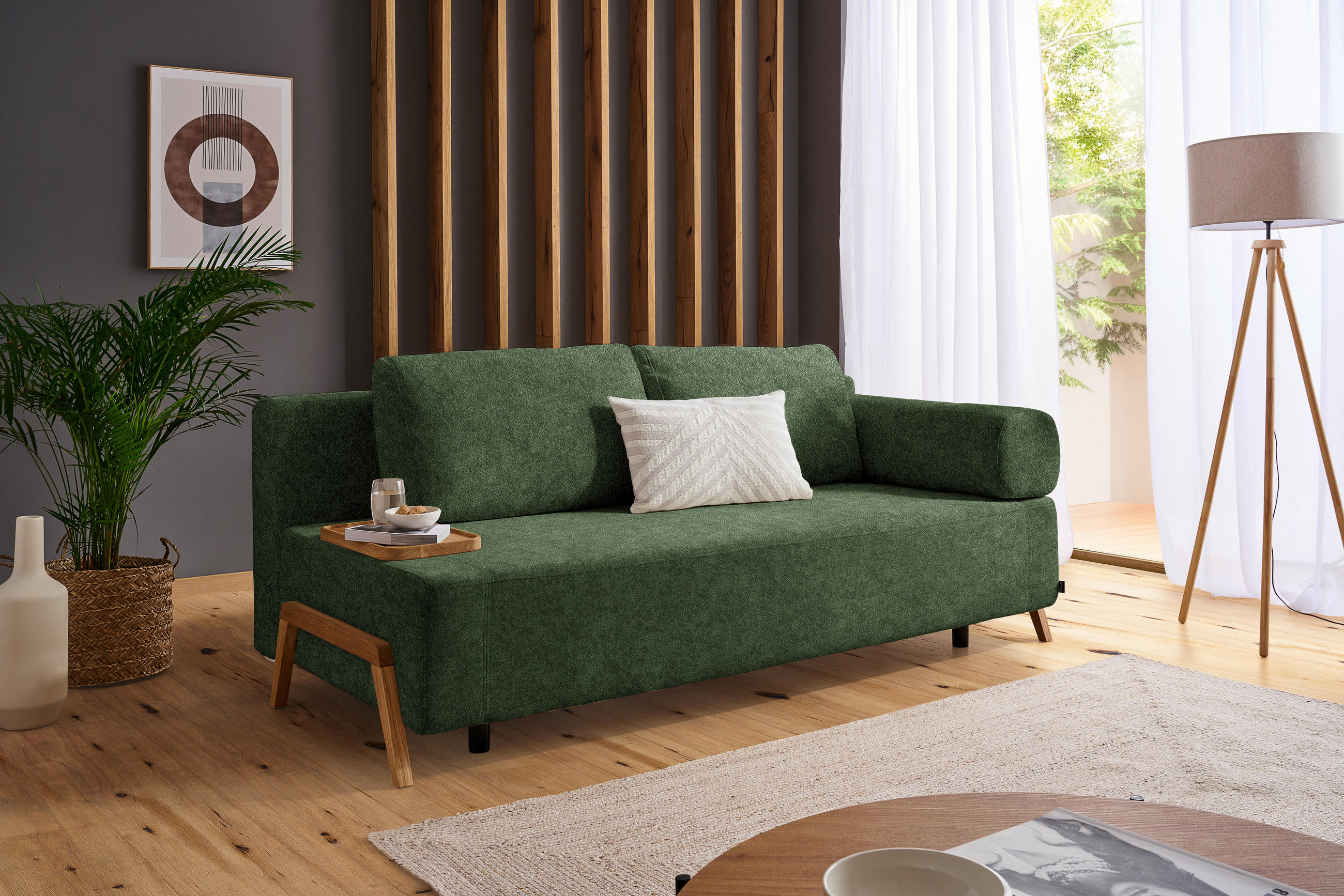 SCHLAFSOFA in Holz, Textil Olivgrün  - Naturfarben/Olivgrün, Design, Holz/Textil (211/88/102cm) - Niels Andersson