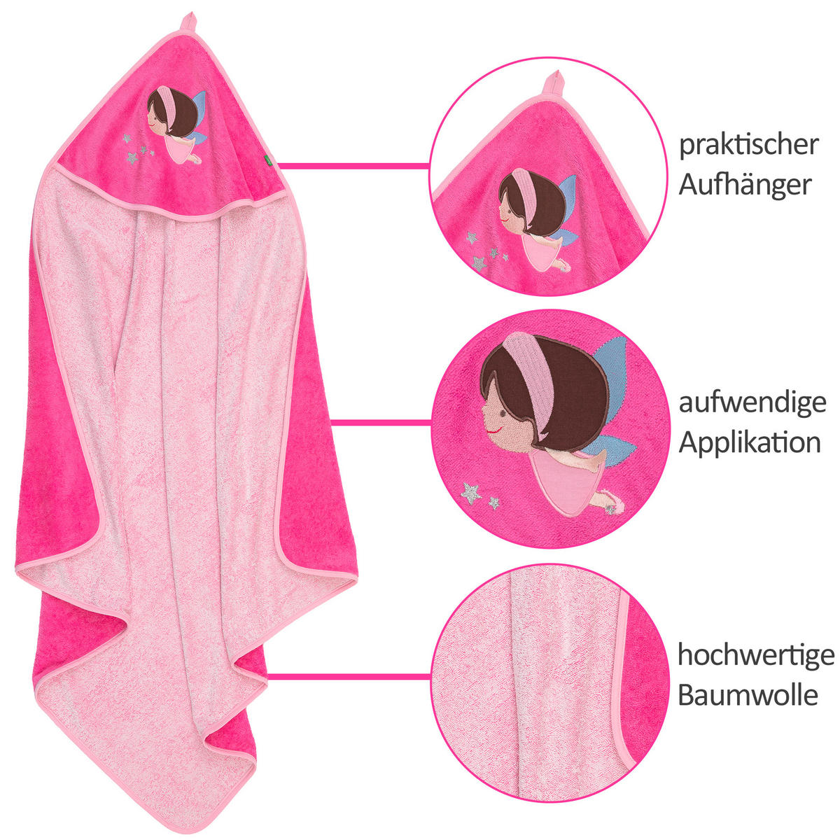 KAPUZENBADETUCH 100/100 cm    - Pink, Basics, Textil (100/100cm)