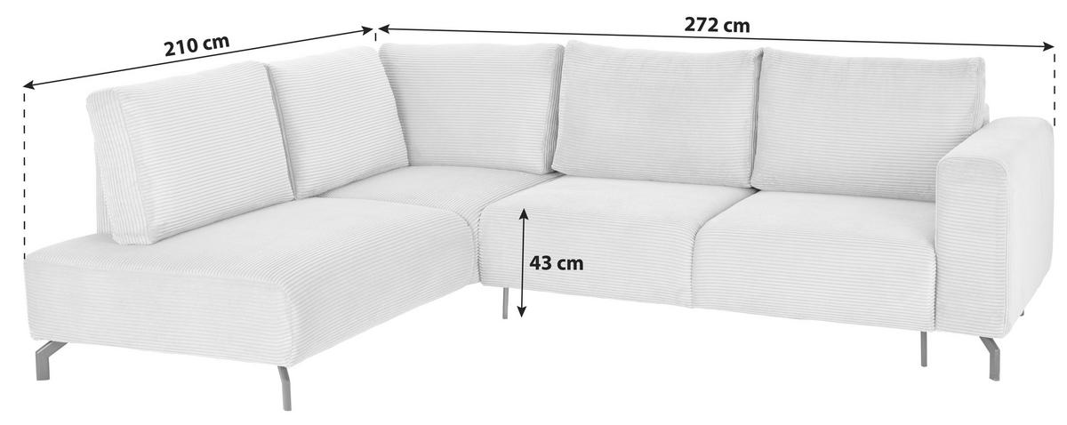 ECKSOFA Grau Cord  - Schwarz/Grau, MODERN, Textil (210/272cm) - P & B