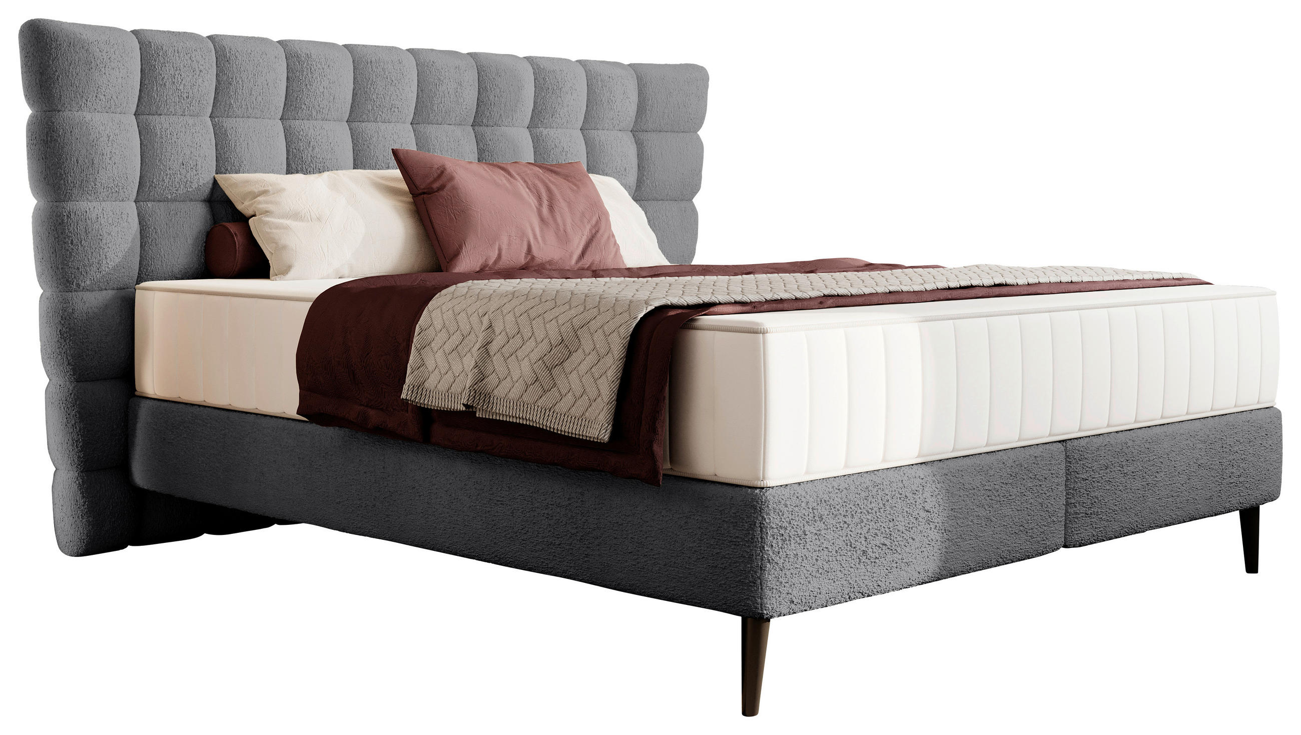 BOXSPRING-ÁGY 180/200 cm  antracit  - fekete/antracit, Design, faalapú anyag/textil (180/200cm) - Esposa