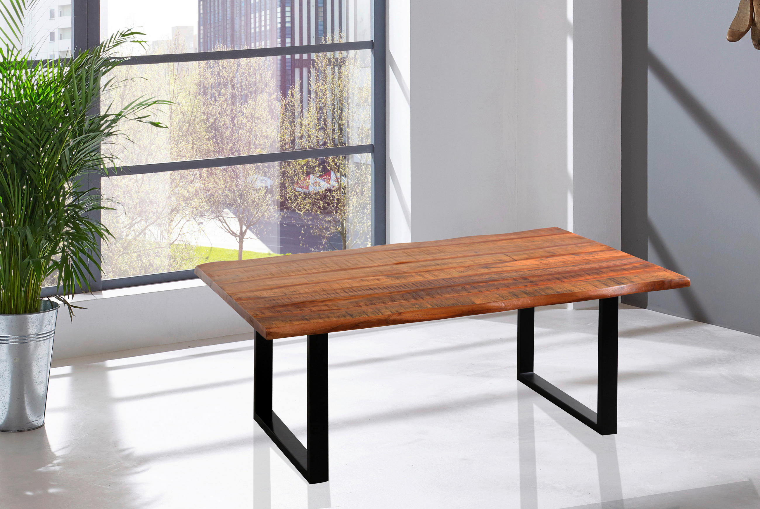 COUCHTISCH Akazie Hartholz 118/70/45 cm Schwarz, Akaziefarben  - Schwarz/Akaziefarben, Natur, Holz/Metall (118/70/45cm) - Landscape
