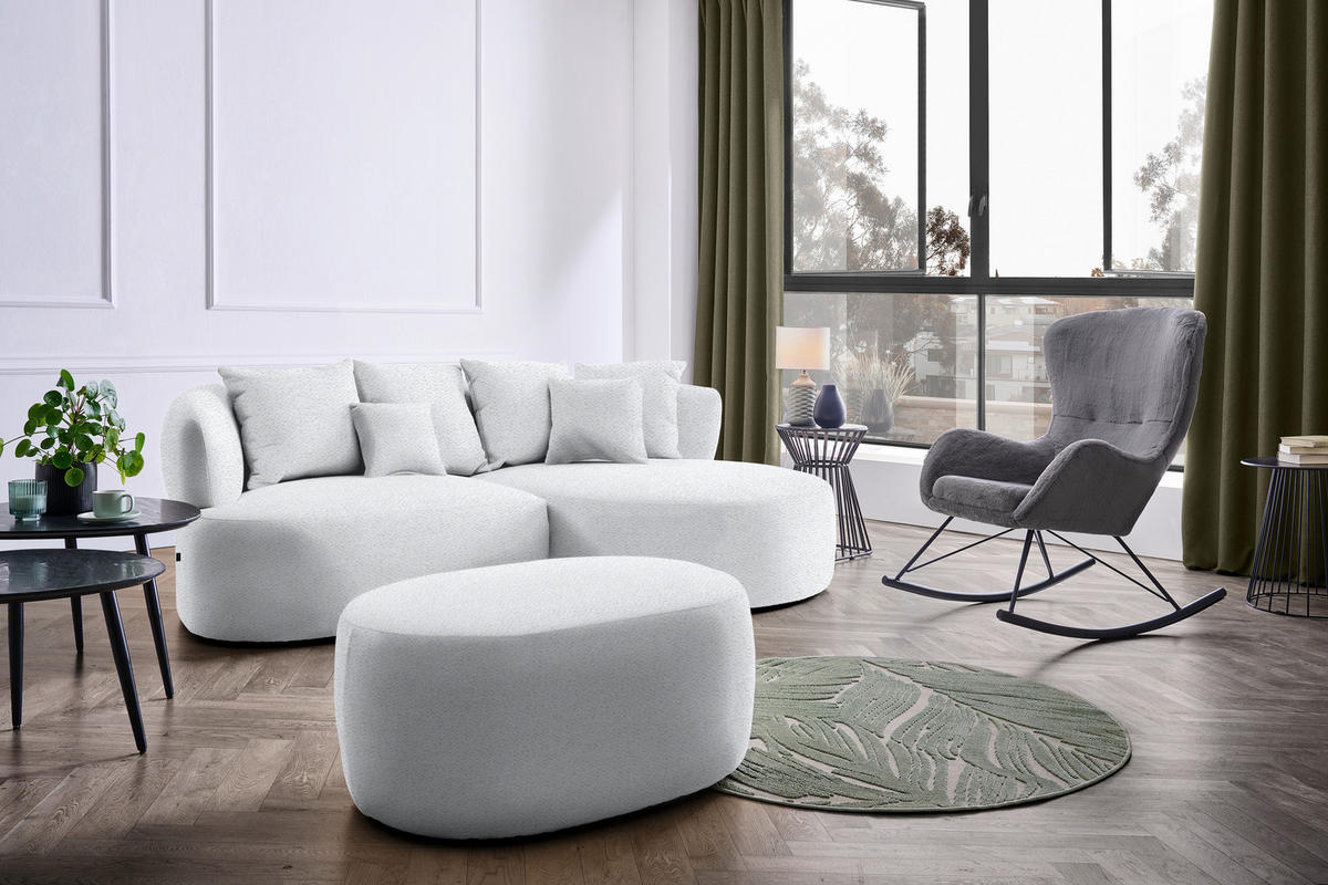 HOCKER in Textil Hellgrau  - Hellgrau/Schwarz, MODERN, Kunststoff/Textil (88/43/66cm) - Hom`in