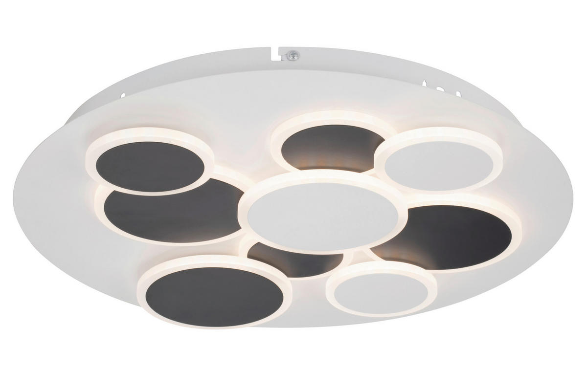 STROPNÍ LED SVÍTIDLO, 46,8/6 cm  - bílá/černá, Trend, kov/plast (46,8/6cm) - Novel