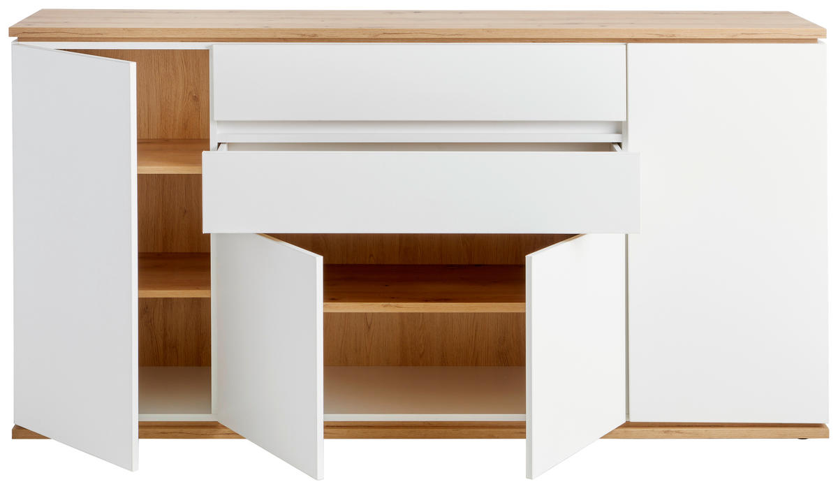SIDEBOARD 184/93/42 cm  in Weiß, Eiche Artisan  - Schwarz/Weiß, Design, Holzwerkstoff/Kunststoff (184/93/42cm) - Xora