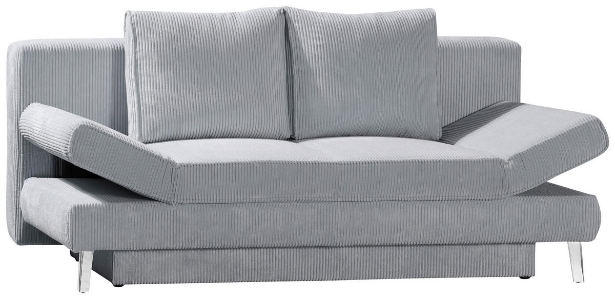 SCHLAFSOFA in Cord Grau  - Chromfarben/Grau, Design, Textil/Metall (200/85/90cm) - Xora