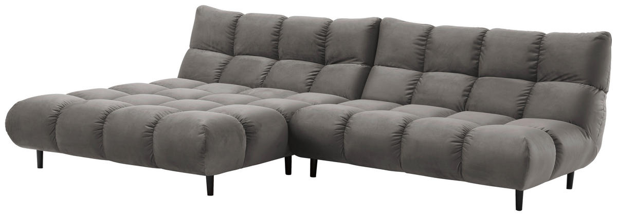 ECKSOFA Grau Velours  - Schwarz/Grau, Design, Holz/Textil (178/293cm) - Pure Home Lifestyle