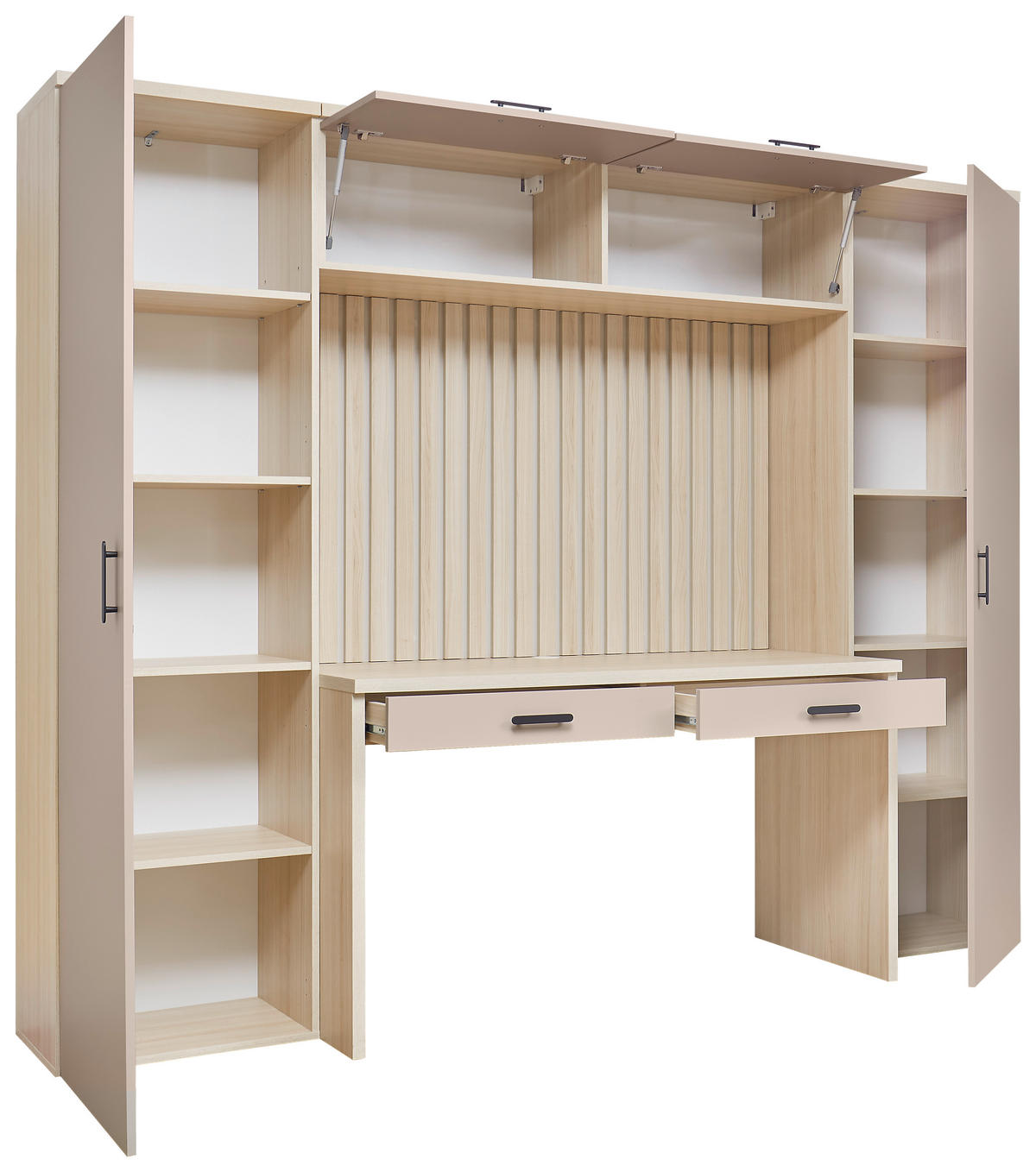 Bürokombination - Kaschmir/Eichefarben, MODERN, Holzwerkstoff (250/200/60cm) - MID.YOU