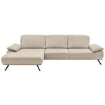 ECKSOFA in Mikrofaser Naturfarben, Beige  - Beige/Schwarz, Natur, Holz/Textil (201/322cm) - Voleo