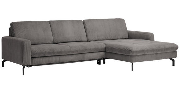 ECKSOFA Anthrazit Cord Rücken echt  - Anthrazit/Schwarz, Design, Textil/Metall (302/178cm) - Carryhome