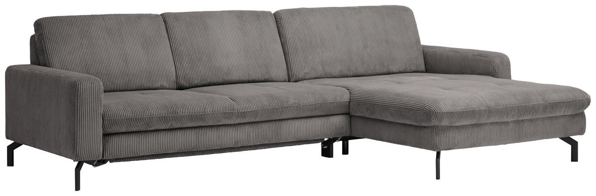 ECKSOFA in Cord Anthrazit  - Anthrazit/Schwarz, Design, Textil/Metall (302/178cm) - Beldomo Style