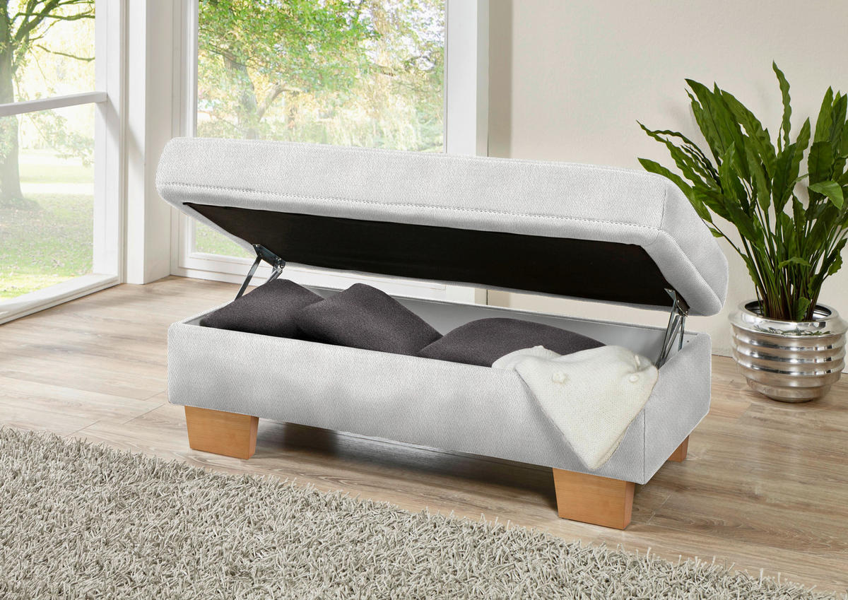 ECKSOFA in Mikrofaser Ecru  - Ecru/Eichefarben, Natur, Holz/Textil (273/226cm) - Beldomo System