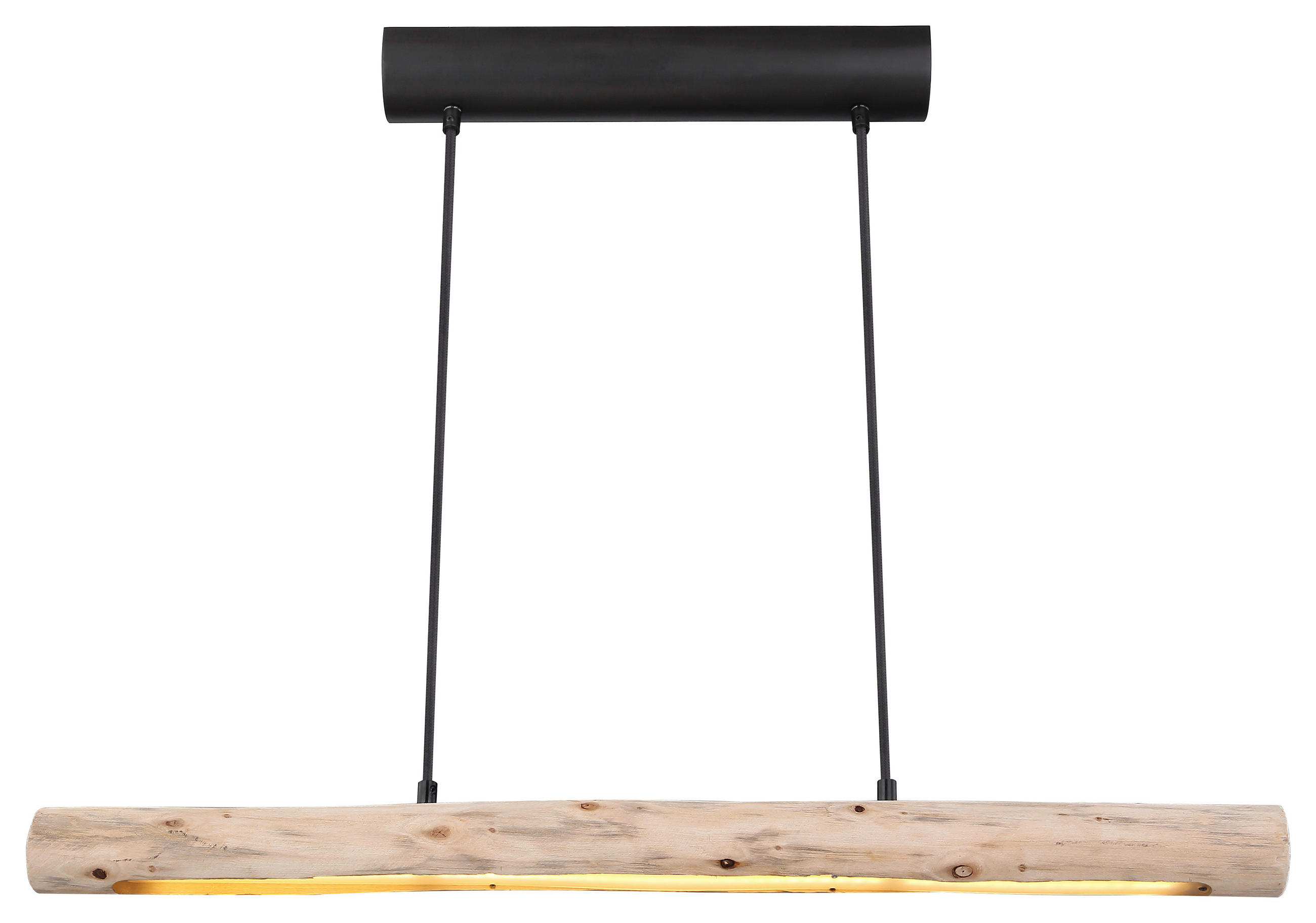 HÄNGELEUCHTE 80/7/150 cm  - Schwarz/Naturfarben, Basics, Holz/Metall (80/7/150cm) - Globo