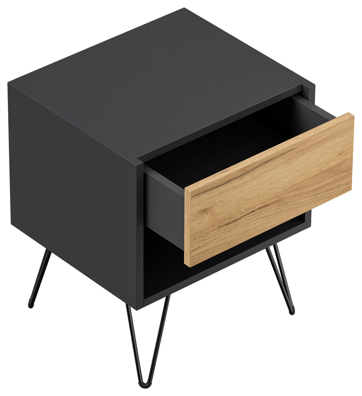 NACHTTISCH 41,2/50/35,6 cm  - Eichefarben/Graphitfarben, Basics, Holzwerkstoff/Metall (41,2/50/35,6cm) - MID.YOU