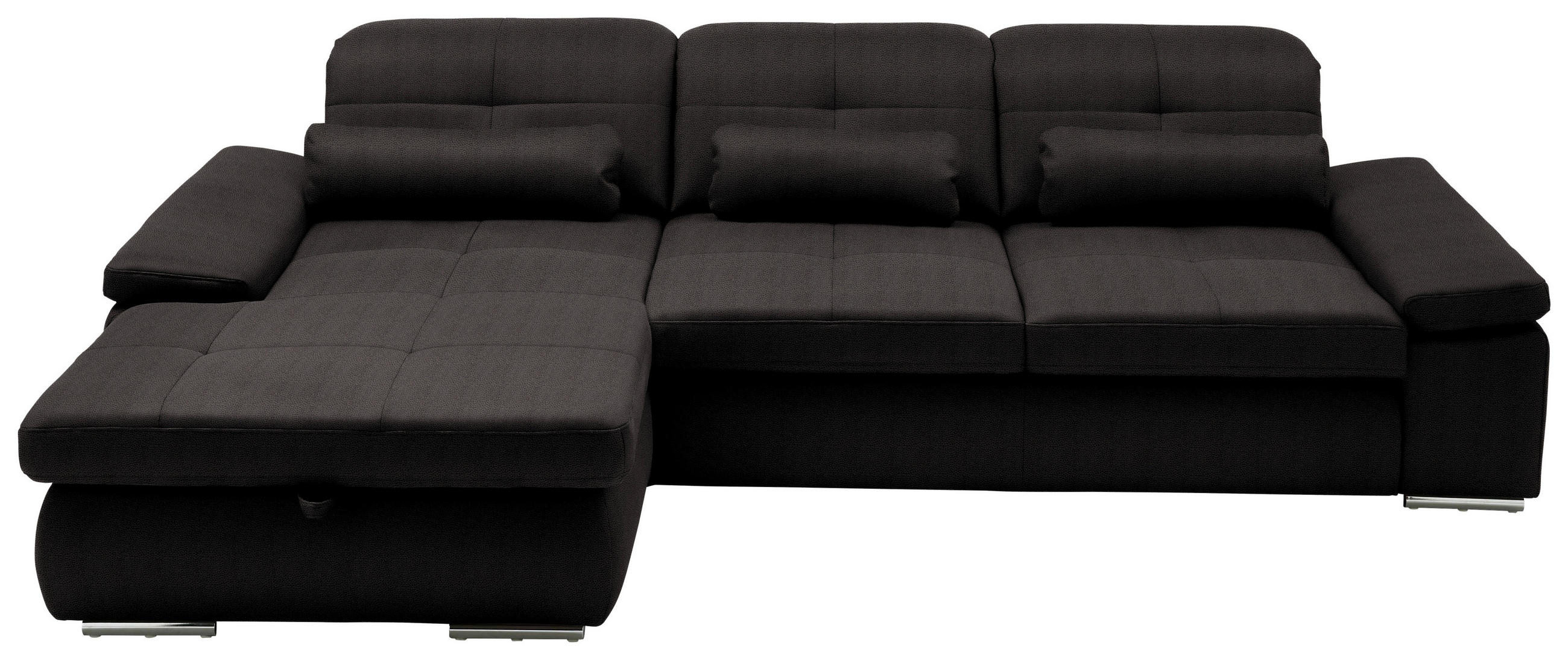 ECKSOFA  in Flachgewebe Dunkelgrau  195/309 cm  - Chromfarben/Dunkelgrau, Design, Textil (195/309cm) - Beldomo Style