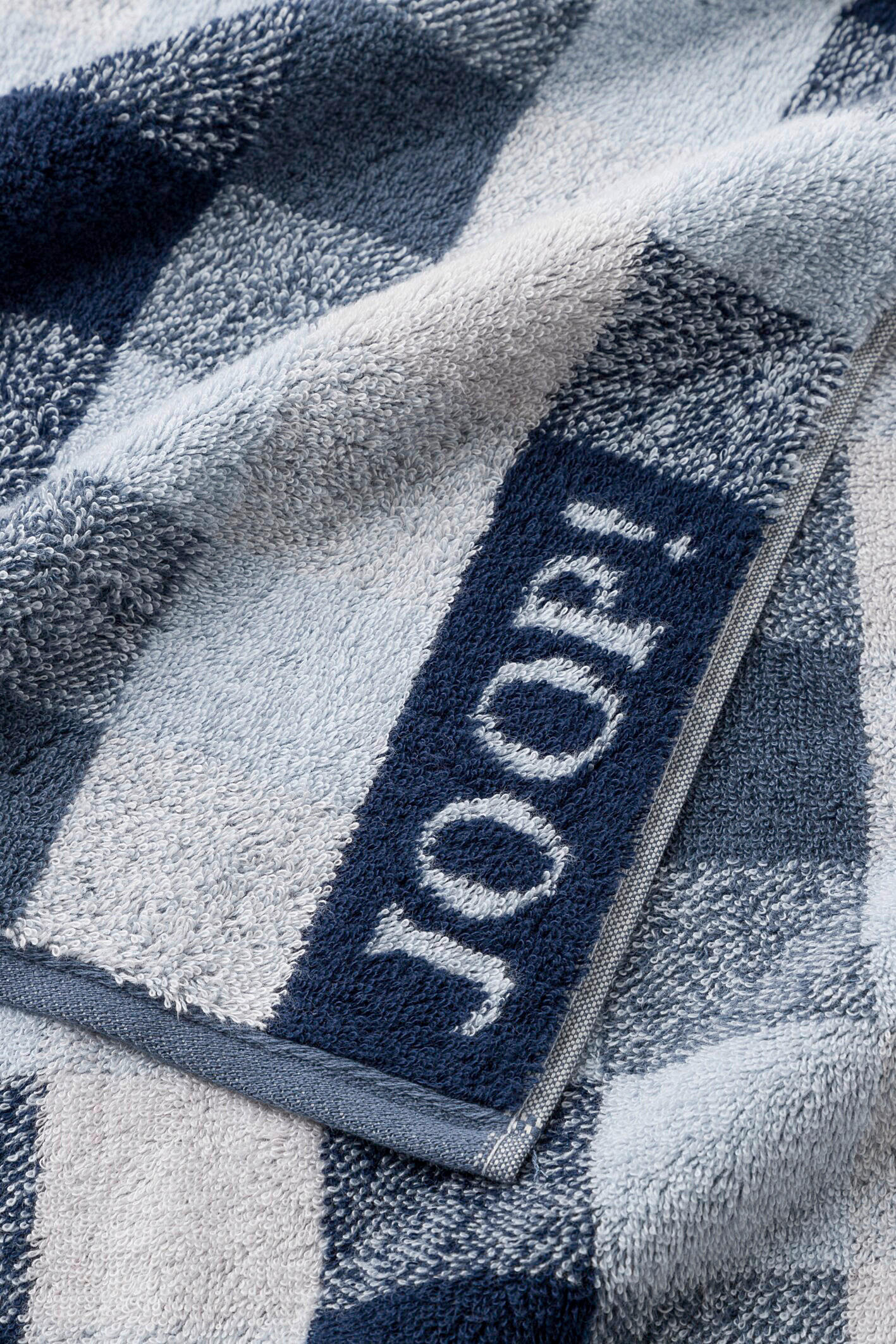 Thumbnail - Joop! Duschtuch Vibe Karo, Blau, Textil, Karo, 80x150 cm, Textiles Vertrauen - Oeko-Tex®, Made in Germany, Oeko-Tex® Sta...