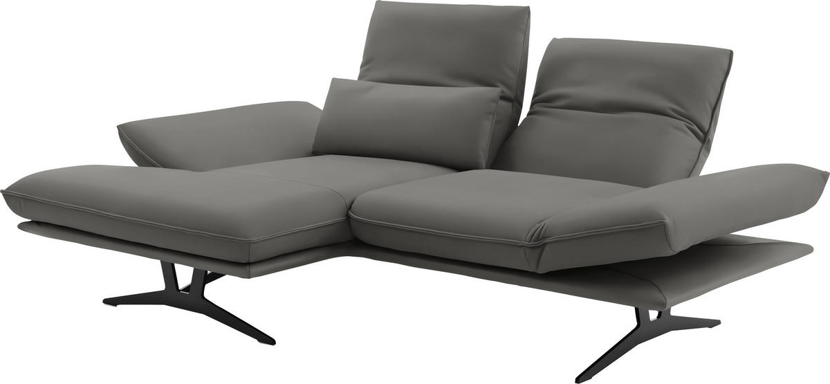 ECKSOFA in Echtleder Hellgrau  130/210 cm  - Gelb/Hellgrau, Design, Leder/Metall (130/210cm) - Dieter Knoll
