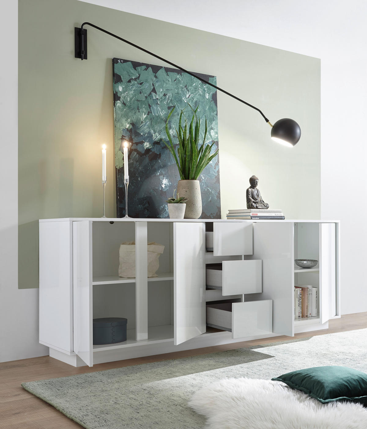 SIDEBOARD  210/79/43 cm 3 Schublade(n)  - Weiß Hochglanz, Design, Holzwerkstoff (210/79/43cm) - MID.YOU