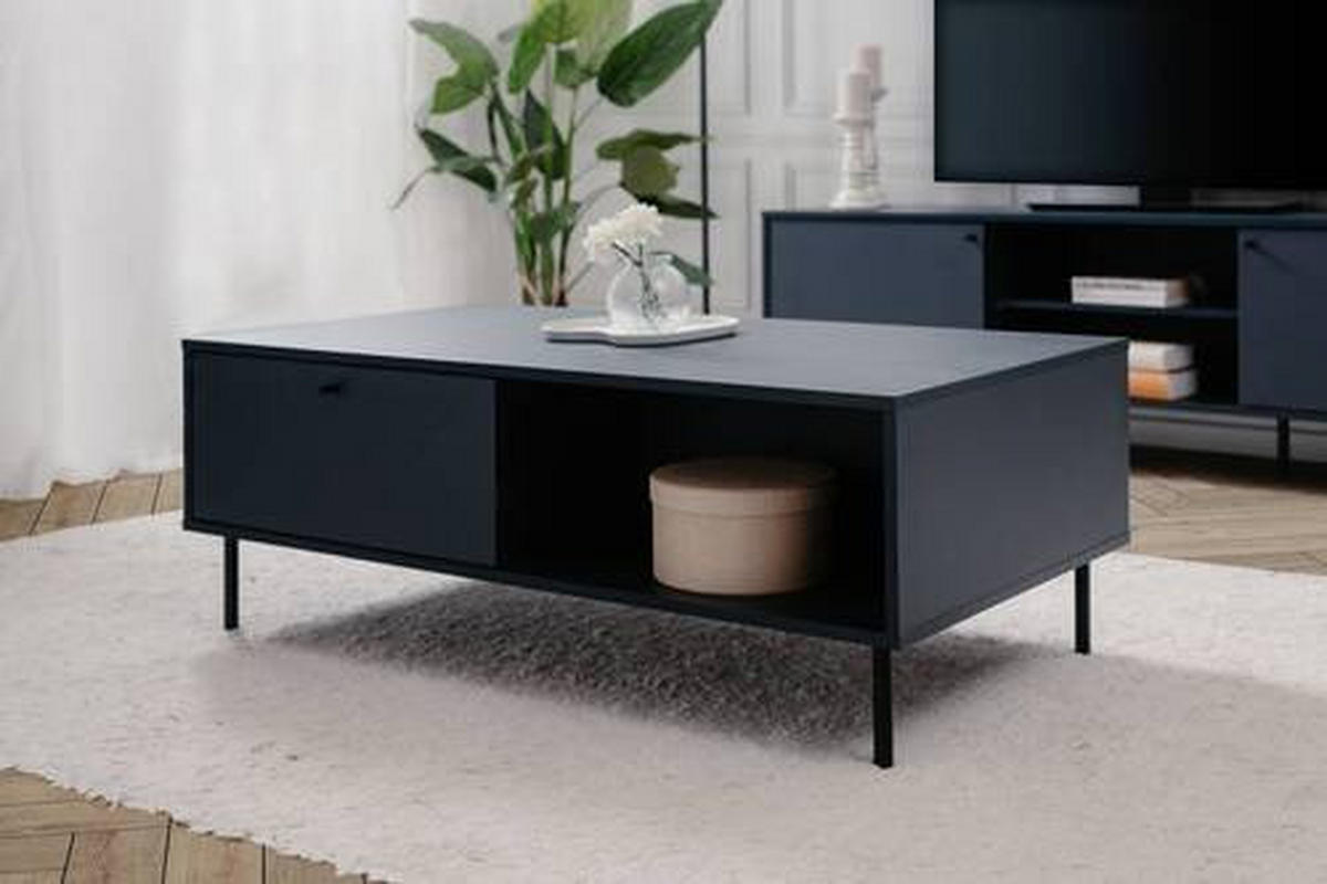 KONFERENČNÍ STOLEK, tmavě modrá, kompozitní dřevo, 110/60/40 cm - černá/tmavě modrá, Moderní, kov/kompozitní dřevo (110/60/40cm) - MID.YOU