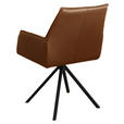ARMLEHNSTUHL drehbar in Eisen Echtleder pigmentiert - Cognac/Schwarz, Design, Leder/Metall (59,5/87,5/69cm) - Novel