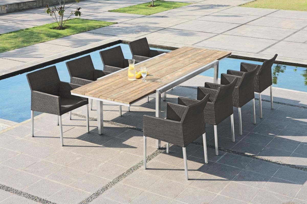 GARTENTISCH 170-280/90/75 cm Holz, Metall rechteckig  - Edelstahlfarben/Teakfarben, Design, Holz/Metall (170-280/90/75cm) - Zebra 
