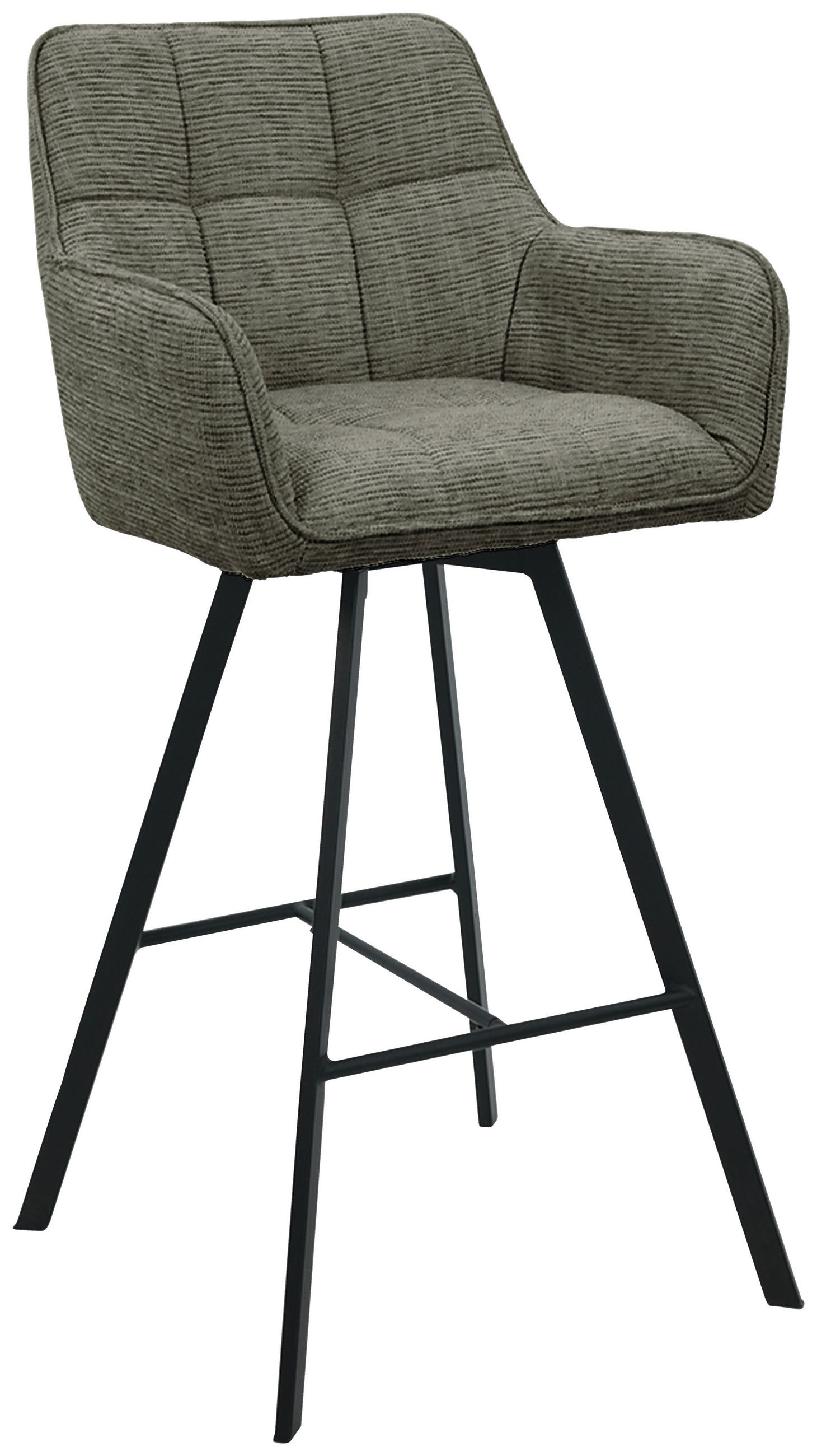 BARHOCKER Struktur Grün, Schwarz Eisen Sitzfläche 180° drehbar, automatische Rückholfunktion  - Schwarz/Grün, Design, Textil/Metall (55/108/58,5cm) - Carryhome