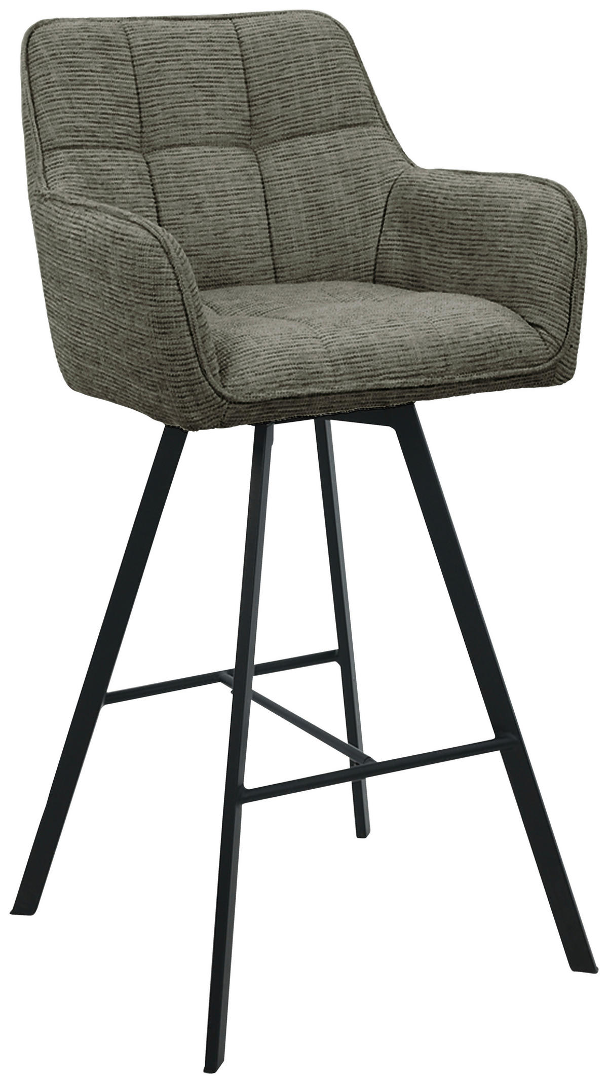 BARHOCKER Struktur Grün, Schwarz Eisen Sitzfläche 180° drehbar, automatische Rückholfunktion  - Schwarz/Grün, Design, Textil/Metall (55/108/58,5cm) - Carryhome