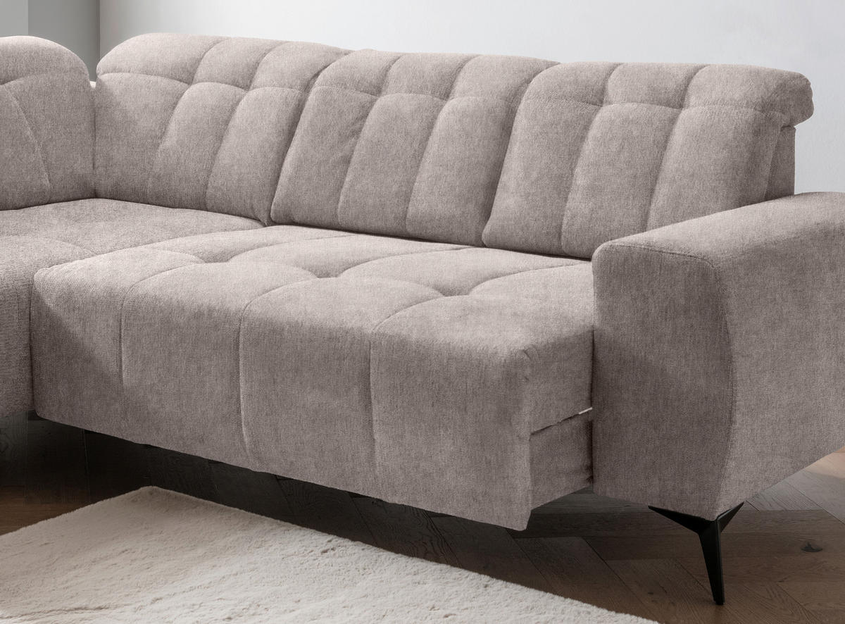 ECKSOFA Taupe Mikrofaser  - Taupe/Schwarz, MODERN, Textil/Metall (200/261cm) - Livetastic